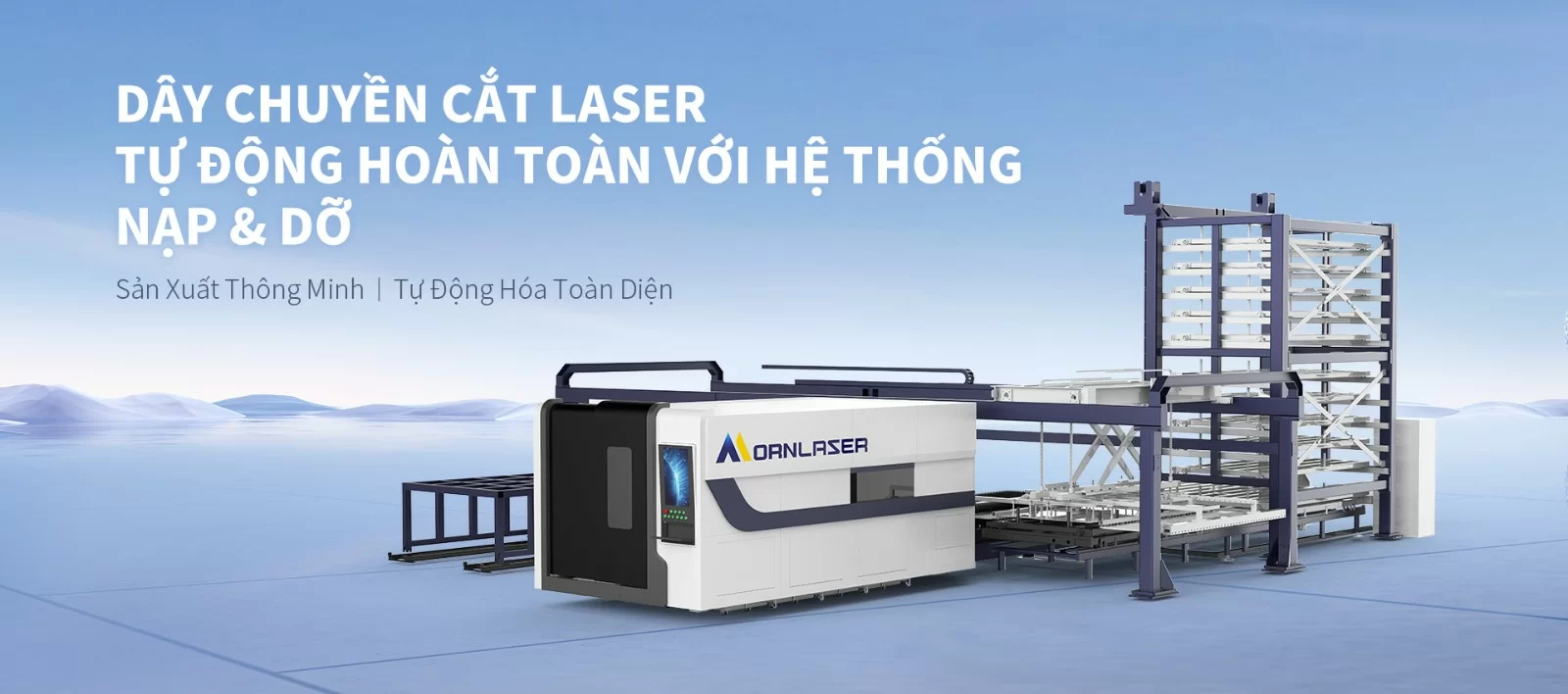 Dây chuyền sản xuất cắt laser tự động hoàn toàn với hệ thống tải và dỡ vật liệu